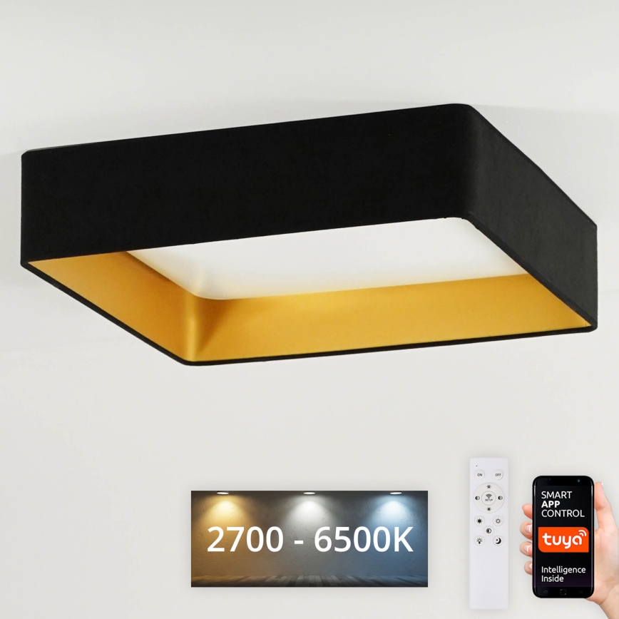 Brilagi - LED Димируем плафон VELVET SQUARE SMART LED/36W/230V 2700-6500K Wi-Fi Tuya + дистанционно управление черен