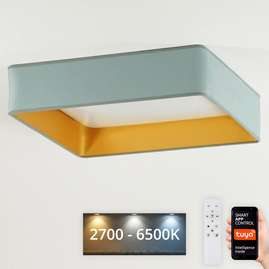 Brilagi - LED Димируем плафон VELVET SQUARE SMART LED/36W/230V 2700-6500K Wi-Fi Tuya + дистанционно управление мента