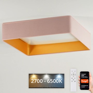 Brilagi - LED Димируем плафон VELVET SQUARE SMART LED/36W/230V 2700-6500K Wi-Fi Tuya + дистанционно управление розов