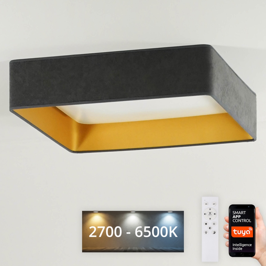 Brilagi - LED Димируем плафон VELVET SQUARE SMART LED/36W/230V 2700-6500K Wi-Fi Tuya + дистанционно управление сив
