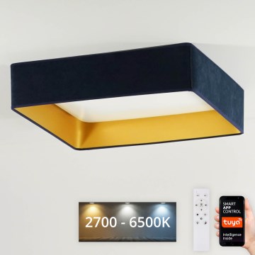 Brilagi - LED Димируем плафон VELVET SQUARE SMART LED/36W/230V 2700-6500K Wi-Fi Tuya + дистанционно управление тъмносин