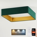 Brilagi - LED Димируем плафон VELVET SQUARE SMART LED/36W/230V 2700-6500K Wi-Fi Tuya + дистанционно управление зелен