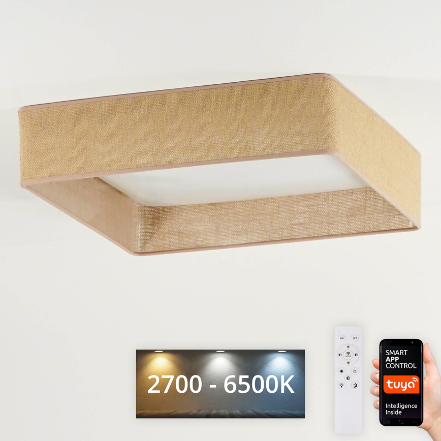 Brilagi - LED Димируем плафон VELVET SQUARE SMART LED/36W/230V 2700-6500K Wi-Fi Tuya + дистанционно управление кафяв