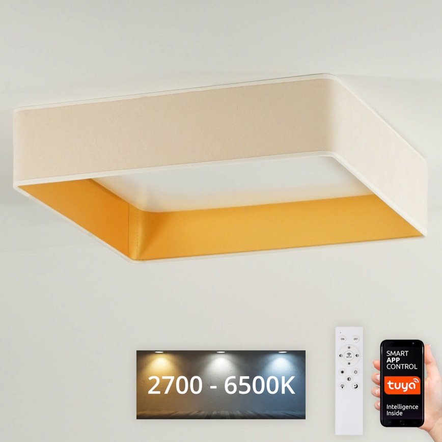 Brilagi - LED Димируем плафон VELVET SQUARE SMART LED/36W/230V 2700-6500K Wi-Fi Tuya + дистанционно управление кремав