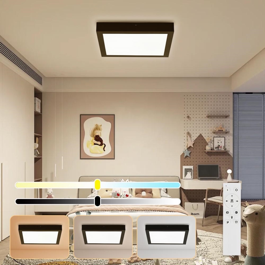 Brilagi - LED Димируем плафон за баня FRAME SMART LED/24W/230V 30x30 см 3000-6000K IP44 черен + дистанционно управление