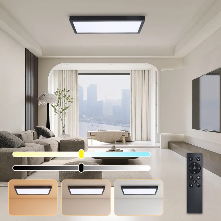 Brilagi - LED Димируем плафон за баня FRAME SMART LED/30W/230V 30x60 см 3000-6000K  IP44 черен  + дистанционно управление
