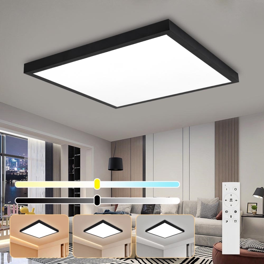 Brilagi - LED Димируем плафон за баня FRAME SMART LED/50W/230V 60x60 см 3000-6000K IP44 черен + дистанционно управление