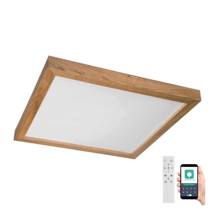 Brilagi - LED Димируем плафон за баня WOODY FRAME LED/50W/230V дъб 60x60 см 3000-6000K IP44 + дистанционно управление