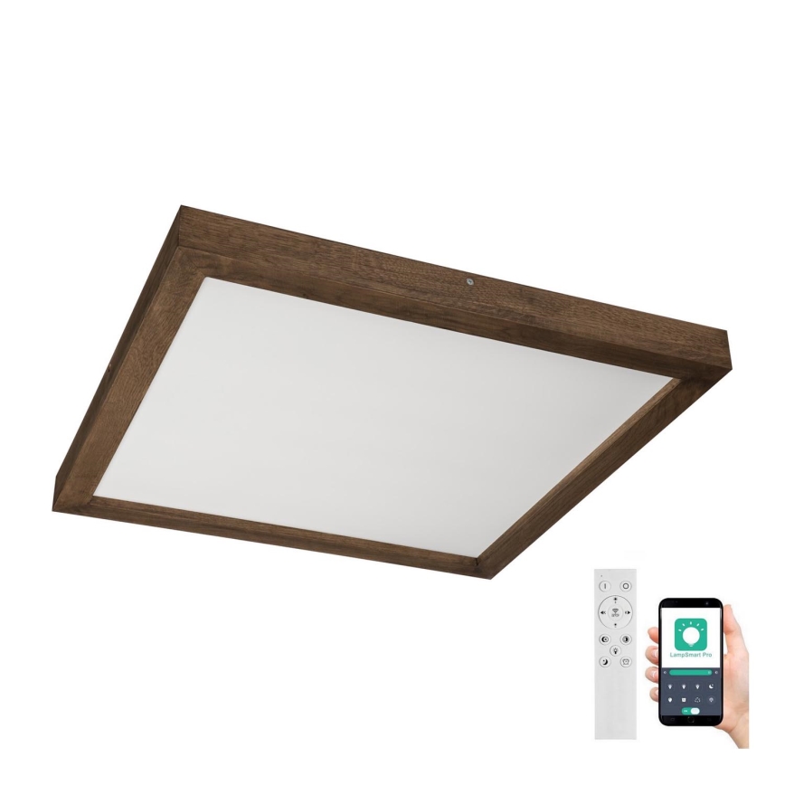 Brilagi - LED Димируем плафон за баня WOODY FRAME LED/50W/230V дъб 60x60 см 3000-6000K IP44 + дистанционно управление