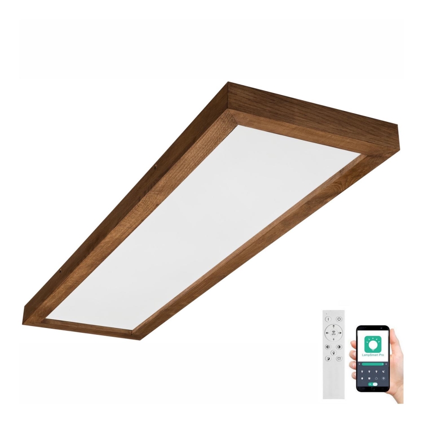 Brilagi - LED Димируем плафон за баня WOODY FRAME LED/50W/230V дъб череша 120x30 см 3000-6000K IP44 + дистанционно управление