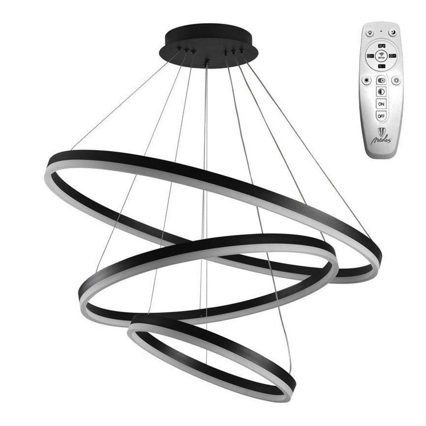 Brilagi - димируема LED висяща лампа на кабел CIRCLE LED/125W/230V 3000-6500K диаметър 80 см черна + дистанционно управление