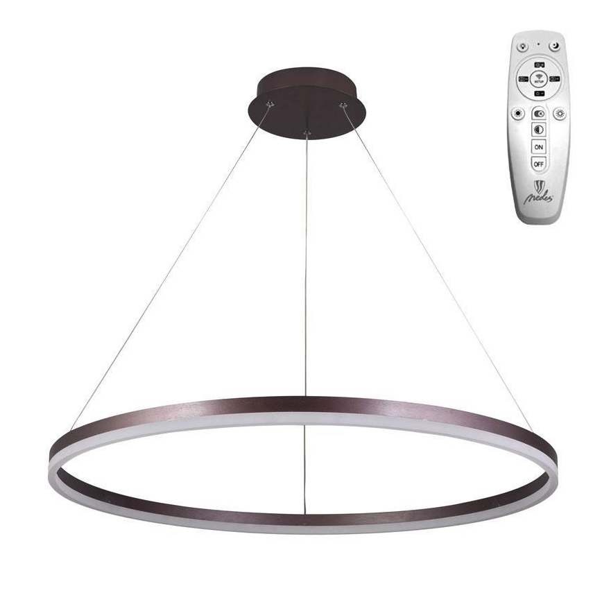 Brilagi - LED полилей на кабел с възможност за димиране CIRCLE LED/55W/230V 3000-6500K Ø 80 см кафяв + дистанционно управление