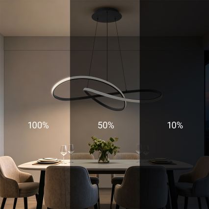 Brilagi - INFINITY LED полилей на кабел с възможност за димиране LED/80W/230V 3000-6000K 80x80 cm черен + дистанционно управление