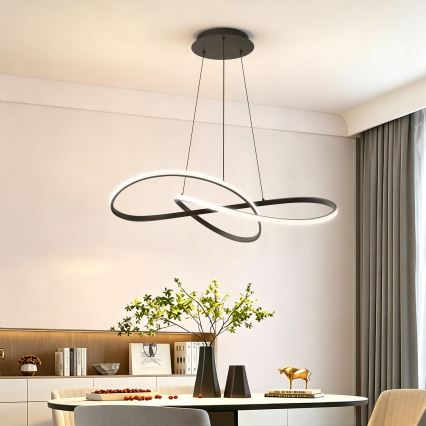 Brilagi - INFINITY LED полилей на кабел с възможност за димиране LED/80W/230V 3000-6000K 80x80 cm черен + дистанционно управление