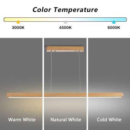 Brilagi - Димируем LED полилей на кабел OAK SMART LED/30W/230V Wi-Fi Tuya дъб + дистанционно управление