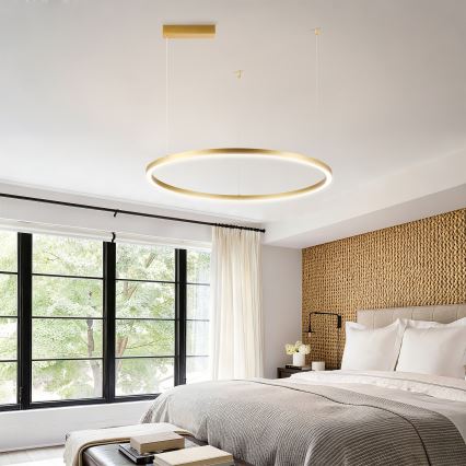Brilagi - димируем LED полилей на кабел PORTOFINO, LED/60W/230V, 3000-6000K, Ø 80 см, златен + дистанционно управление
