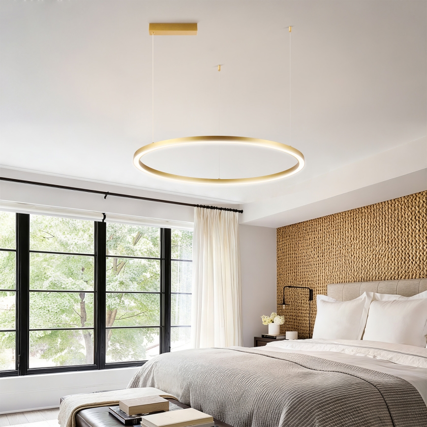 Brilagi - димируем LED полилей на кабел PORTOFINO, LED/60W/230V, 3000-6000K, Ø 80 см, златен + дистанционно управление