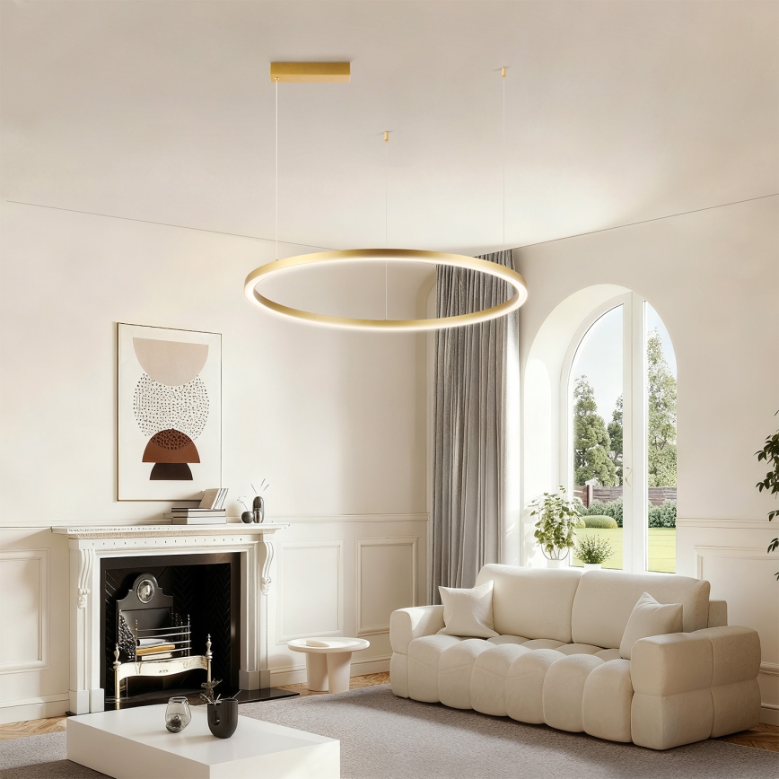 Brilagi - димируем LED полилей на кабел PORTOFINO, LED/60W/230V, 3000-6000K, Ø 80 см, златен + дистанционно управление