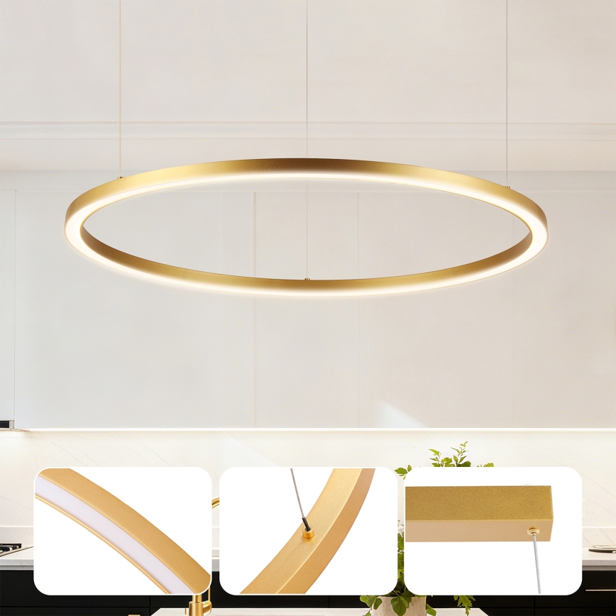 Brilagi - димируем LED полилей на кабел PORTOFINO, LED/60W/230V, 3000-6000K, Ø 80 см, златен + дистанционно управление