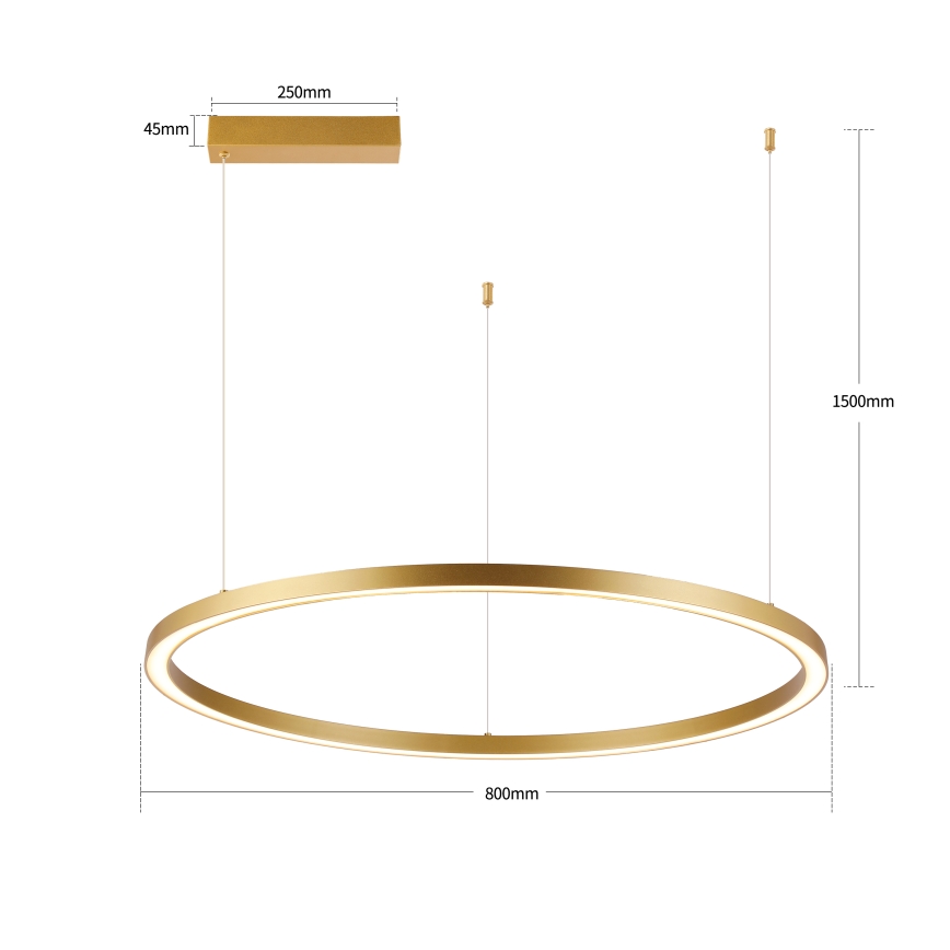 Brilagi - димируем LED полилей на кабел PORTOFINO, LED/60W/230V, 3000-6000K, Ø 80 см, златен + дистанционно управление