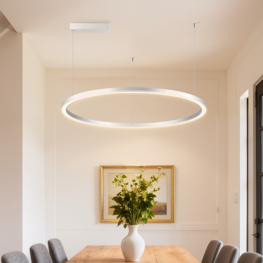 Brilagi - Димируем LED полилей на кабел PORTOFINO LED/60W/230V 3000-6000K с диаметър 80 см, сребрист + дистанционно управление