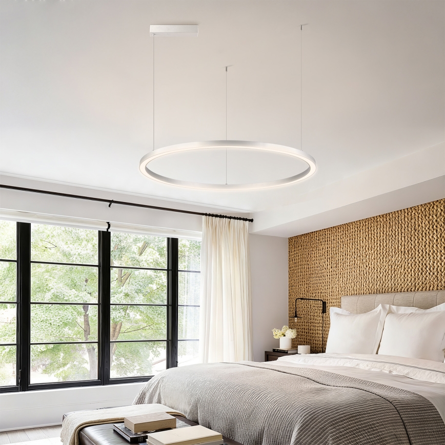 Brilagi - Димируем LED полилей на кабел PORTOFINO LED/60W/230V 3000-6000K с диаметър 80 см, сребрист + дистанционно управление