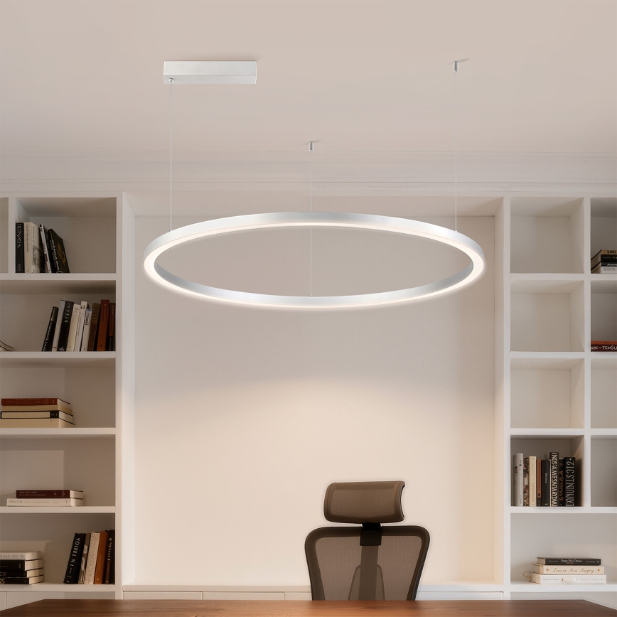 Brilagi - Димируем LED полилей на кабел PORTOFINO LED/60W/230V 3000-6000K с диаметър 80 см, сребрист + дистанционно управление