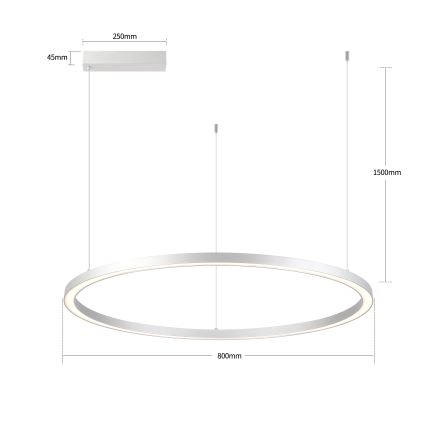 Brilagi - Димируем LED полилей на кабел PORTOFINO LED/60W/230V 3000-6000K с диаметър 80 см, сребрист + дистанционно управление