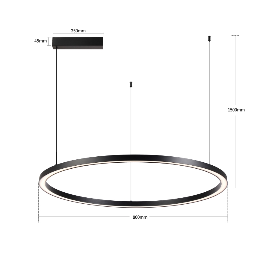 Brilagi - Димируем LED полилей на кабел PORTOFINO LED/60W/230V 3000-6000K диам. 80 см черен + дистанционно управление