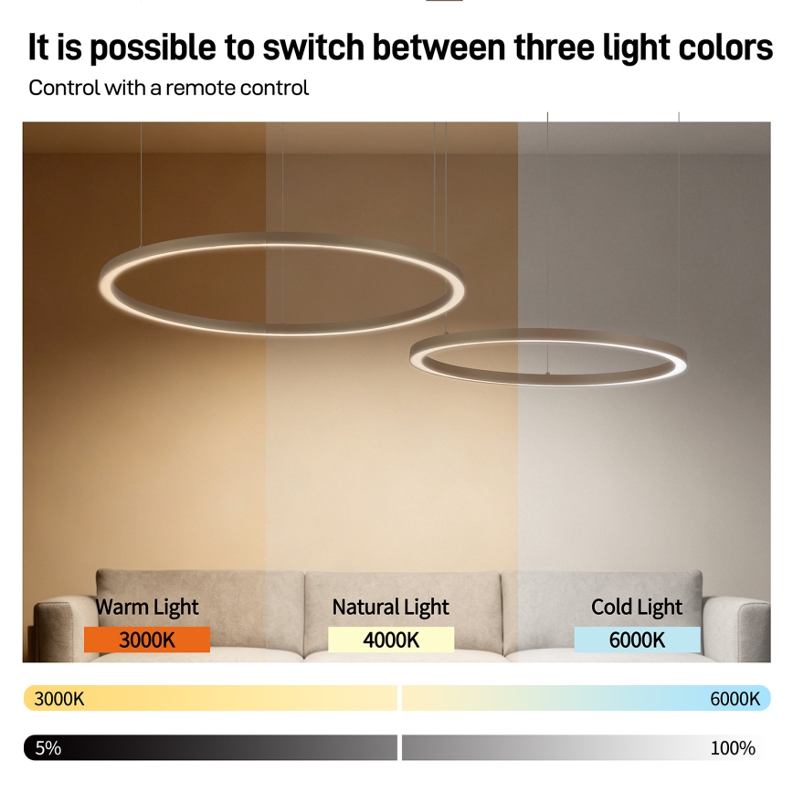 Brilagi - LED димируем полилей на кабел PORTOFINO LED/98W/230V 3000-6000K бежов + дистанционно управление