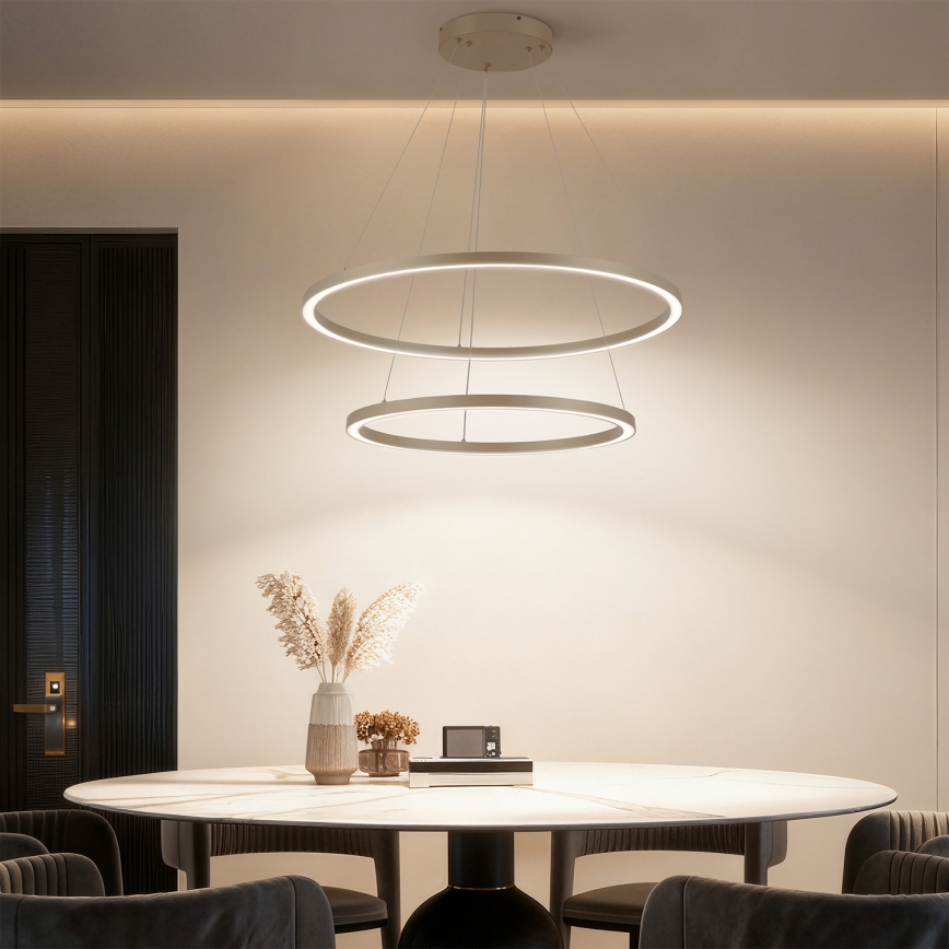 Brilagi - Димируем LED висящ полилей на кабел PORTOFINO LED/98W/230V 3000-6000K Ø 80 см бежов + дистанционно управление