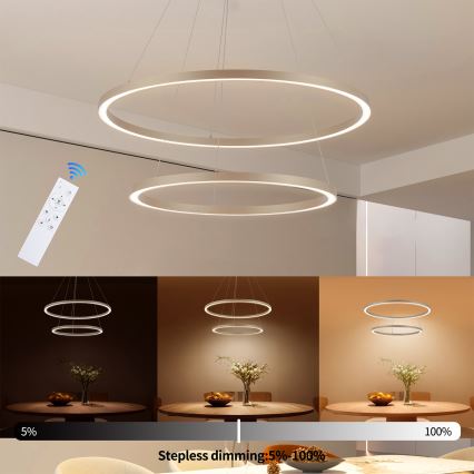 Brilagi - Димируем LED висящ полилей на кабел PORTOFINO LED/98W/230V 3000-6000K Ø 80 см бежов + дистанционно управление