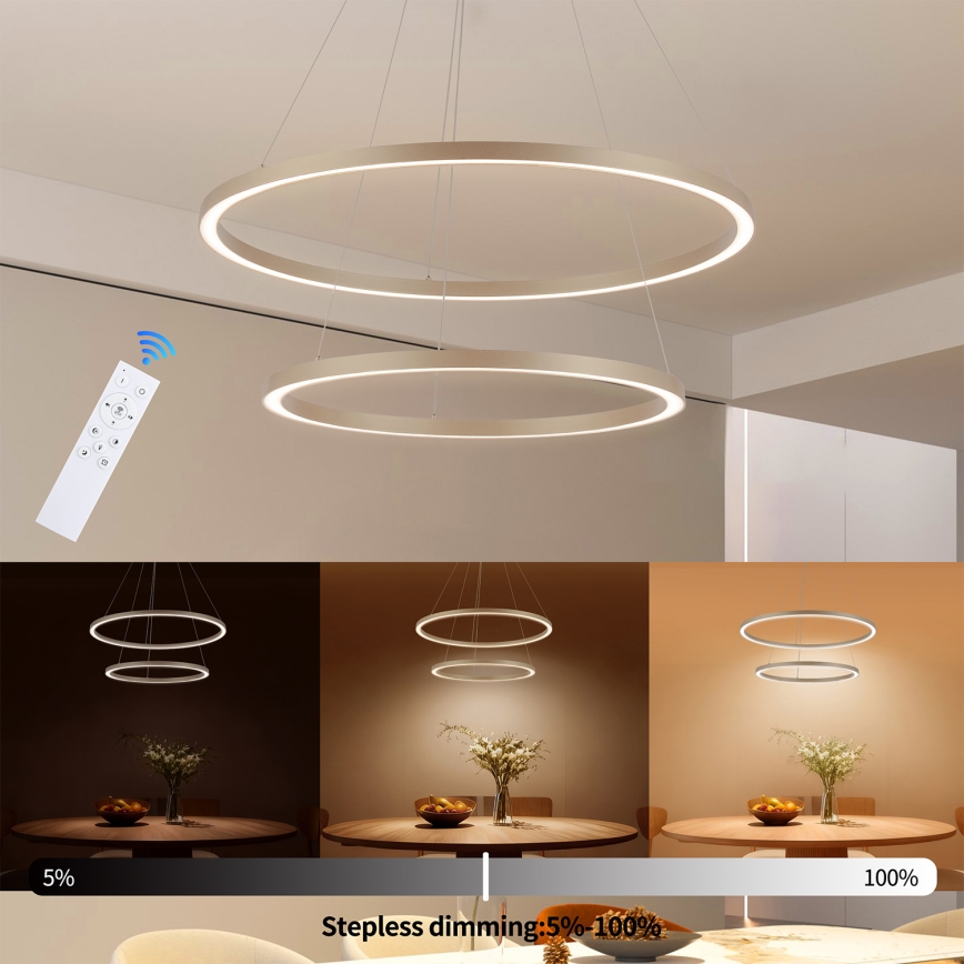 Brilagi - Димируем LED висящ полилей на кабел PORTOFINO LED/98W/230V 3000-6000K Ø 80 см бежов + дистанционно управление