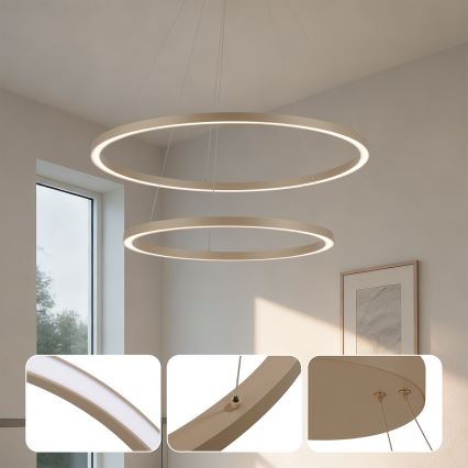 Brilagi - Димируем LED висящ полилей на кабел PORTOFINO LED/98W/230V 3000-6000K Ø 80 см бежов + дистанционно управление