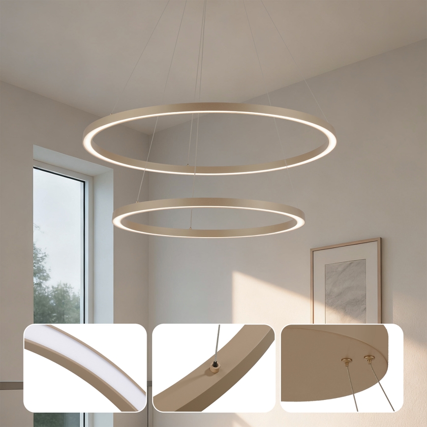 Brilagi - Димируем LED висящ полилей на кабел PORTOFINO LED/98W/230V 3000-6000K Ø 80 см бежов + дистанционно управление