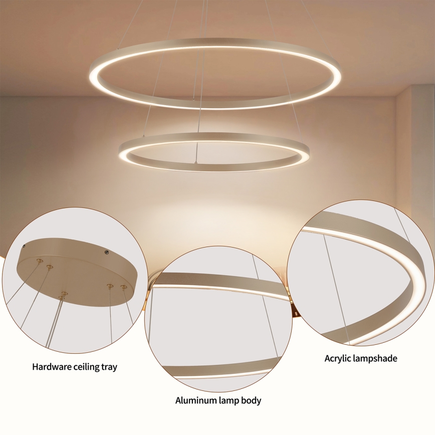 Brilagi - Димируем LED висящ полилей на кабел PORTOFINO LED/98W/230V 3000-6000K Ø 80 см бежов + дистанционно управление