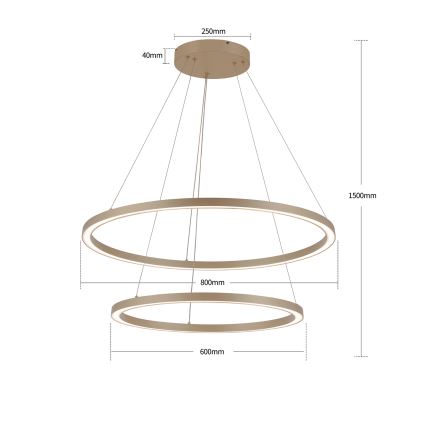 Brilagi - Димируем LED висящ полилей на кабел PORTOFINO LED/98W/230V 3000-6000K Ø 80 см бежов + дистанционно управление