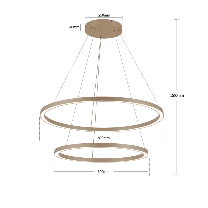 Brilagi - Димируем LED висящ полилей на кабел PORTOFINO LED/98W/230V 3000-6000K Ø 80 см бежов + дистанционно управление