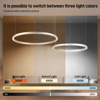 Brilagi - Димируема LED люстра на кабел PORTOFINO LED/98W/230V 3000-6000K сребриста + дистанционно управление