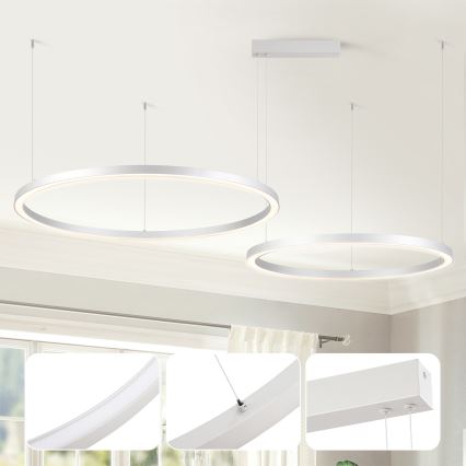 Brilagi - Димируема LED люстра на кабел PORTOFINO LED/98W/230V 3000-6000K сребриста + дистанционно управление