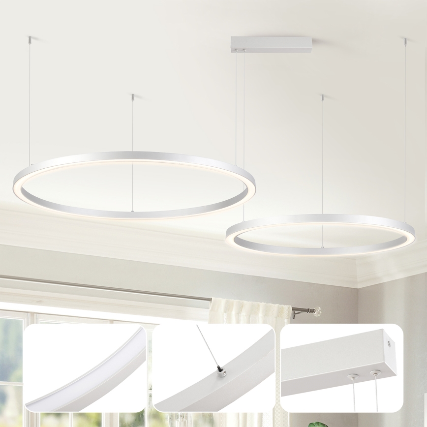 Brilagi - Димируема LED люстра на кабел PORTOFINO LED/98W/230V 3000-6000K сребриста + дистанционно управление