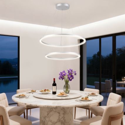 Brilagi - Димируем LED полилей на кабел PORTOFINO LED/98W/230V 3000-6000K Ø 80 см сребрист + дистанционно управление