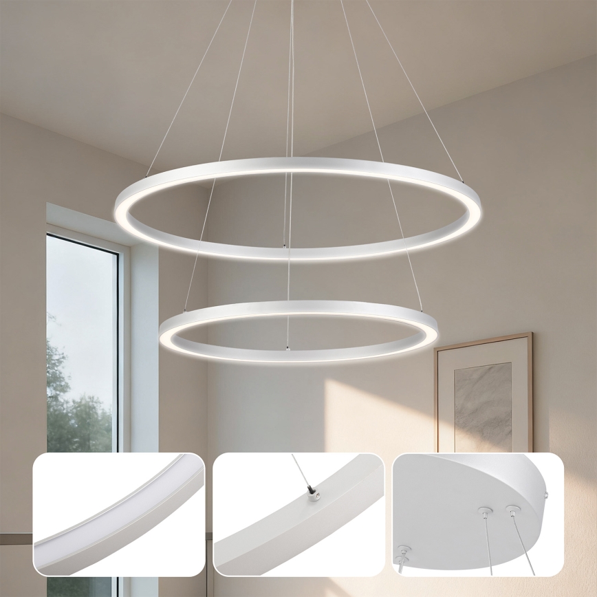 Brilagi - Димируем LED полилей на кабел PORTOFINO LED/98W/230V 3000-6000K Ø 80 см сребрист + дистанционно управление