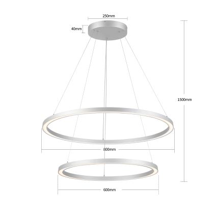 Brilagi - Димируем LED полилей на кабел PORTOFINO LED/98W/230V 3000-6000K Ø 80 см сребрист + дистанционно управление