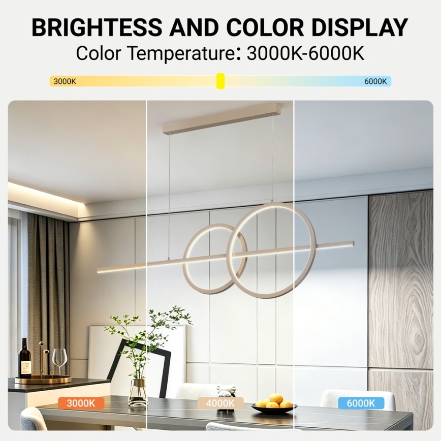 BRILAGI - LED димируема висяща лампа на кабел SIGNATURE LED/53W/230V 3000-6000K 120 cm бежова+ с дистанционно управление