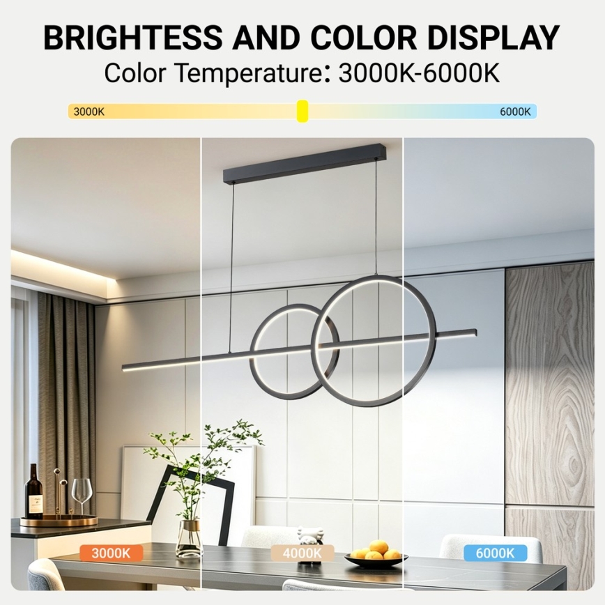 BRILAGI - LED димируем полилей на кабел SIGNATURE LED/53W/230V 3000-6000K 120 cm черен + дистанционно управление