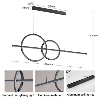 BRILAGI - LED димируем полилей на кабел SIGNATURE LED/53W/230V 3000-6000K 120 cm черен + дистанционно управление