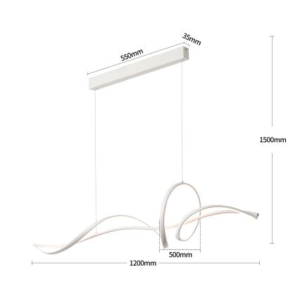 Brilagi - LED димируем висящ полилей на кабел SIGNATURE LED/55W/230V 3000-6000K 120x23 см бял + дистанционно управление