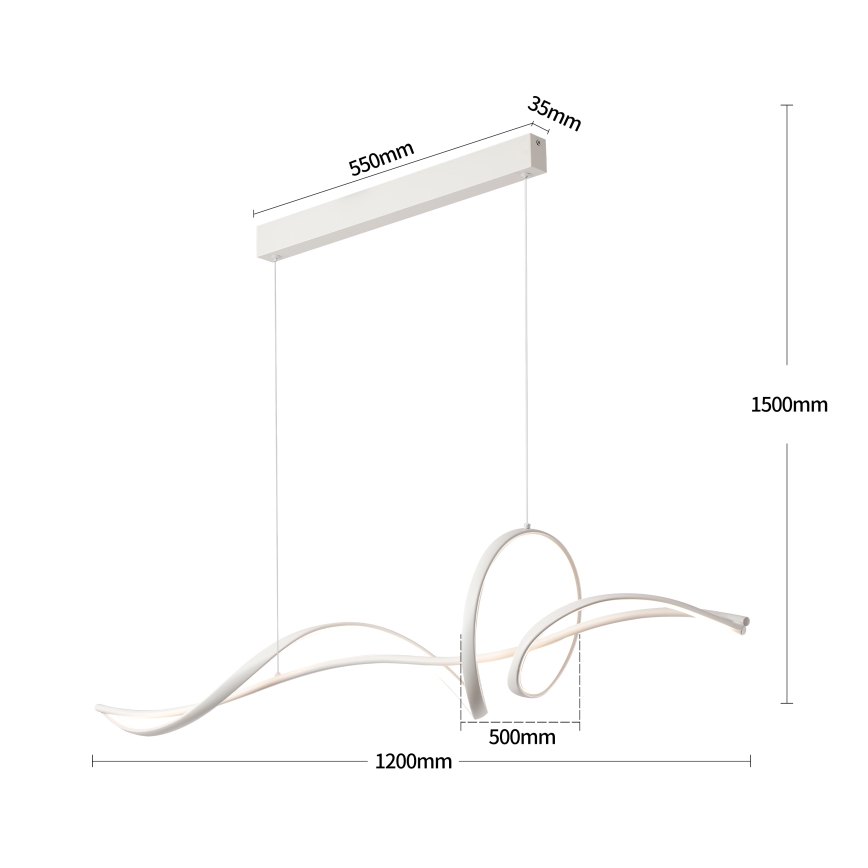 Brilagi - LED димируем висящ полилей на кабел SIGNATURE LED/55W/230V 3000-6000K 120x23 см бял + дистанционно управление