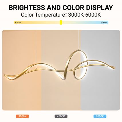Brilagi - LED димируем полилей на кабел SIGNATURE LED/55W/230V 3000-6000K 120x23 см златист + дистанционно управление